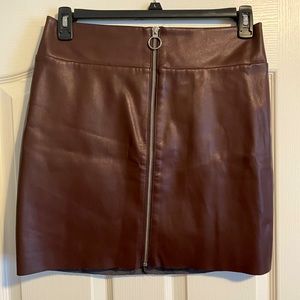 Leather mini skirt - brown - Express